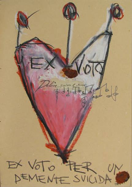 5a ex voto per un demente suicida, 2009 cera e graffite su carta